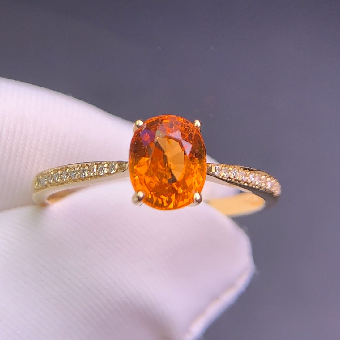 14k Gold 1.6 Ct Natural Spessartine & Diamond Ring - 3