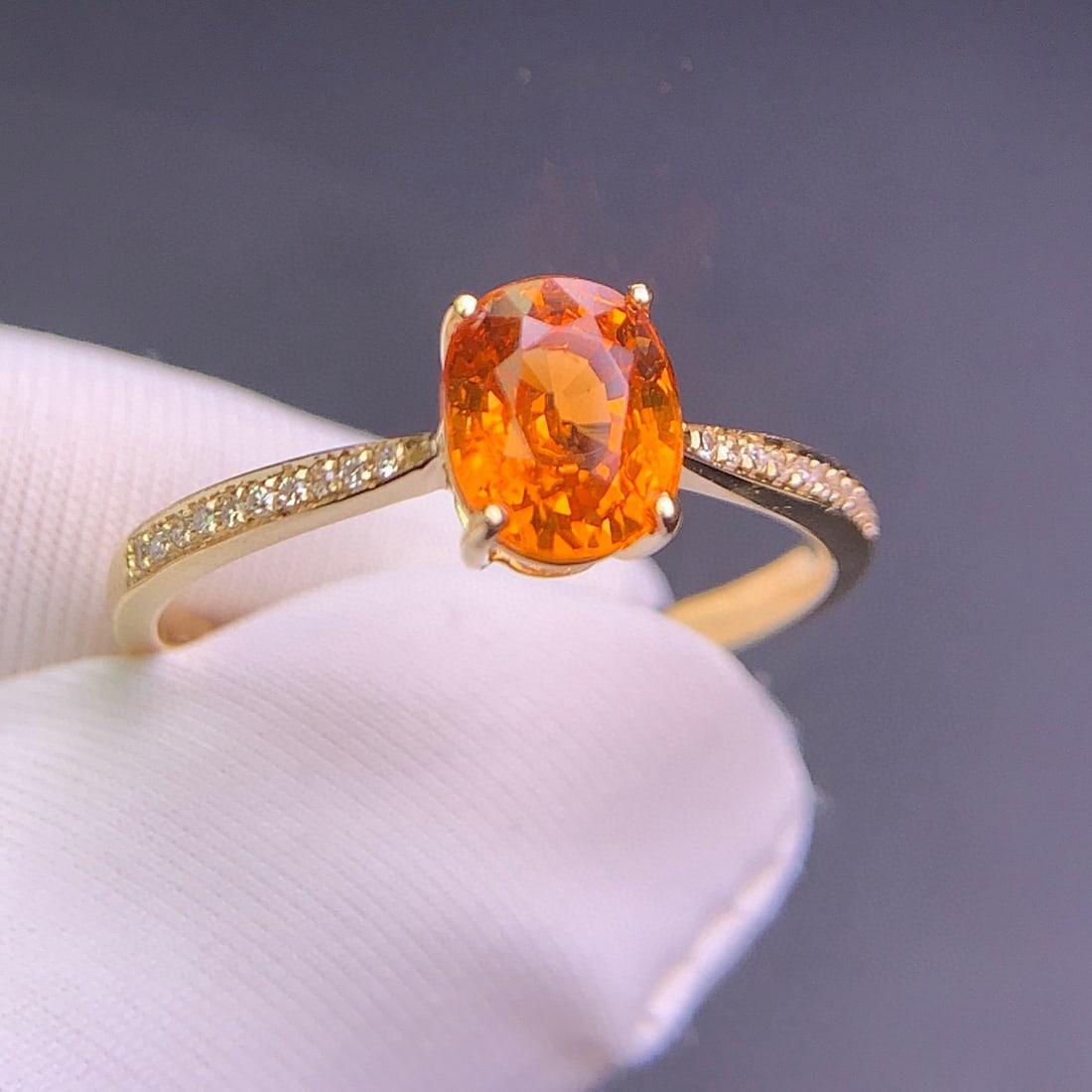 14k Gold 1.6 Ct Natural Spessartine & Diamond Ring - 6