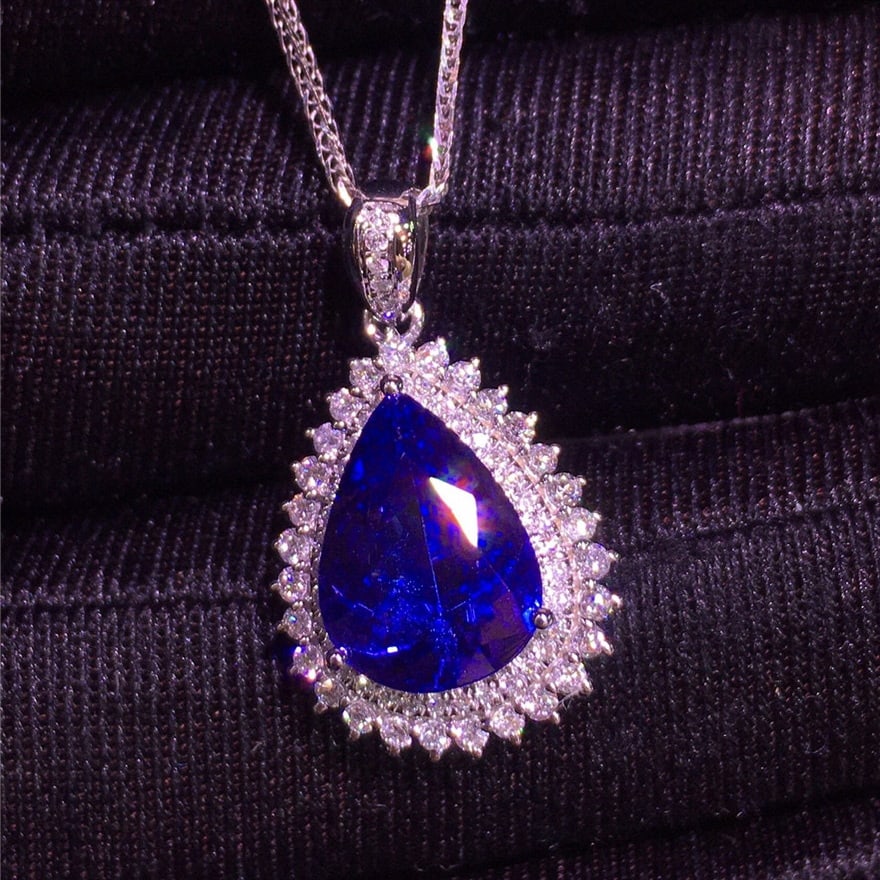 14k Gold 4.1 Ct Natural Tanzanite & Diamond Pendant( Without Chain ) - 3