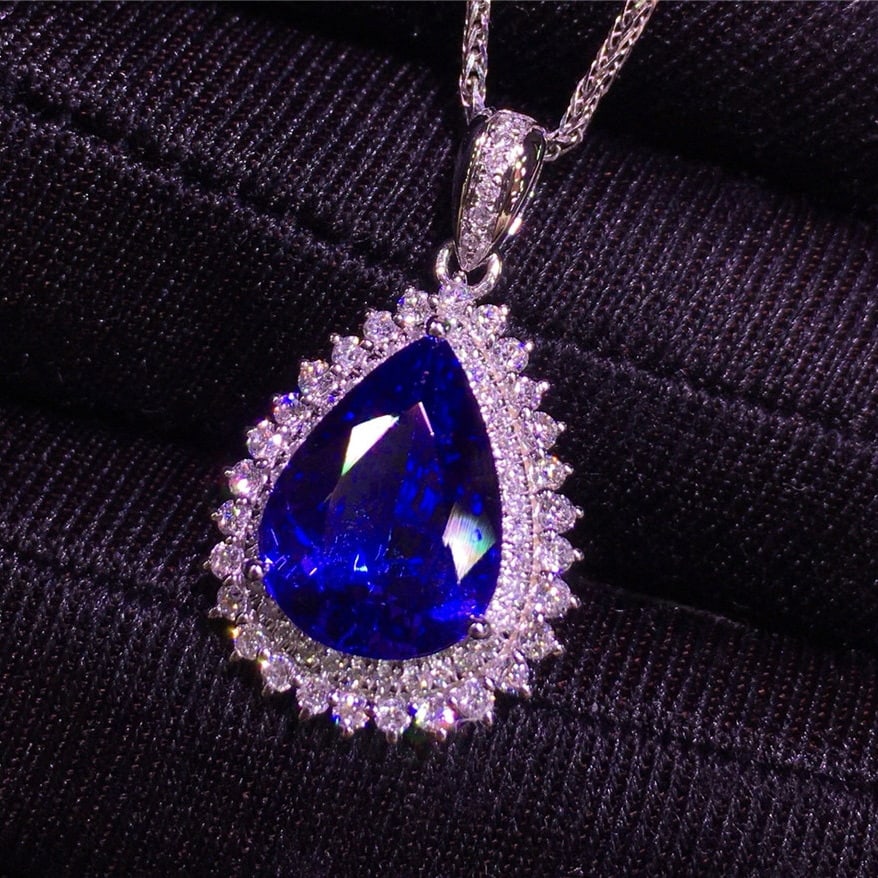 14k Gold 4.1 Ct Natural Tanzanite & Diamond Pendant( Without Chain ) - 4