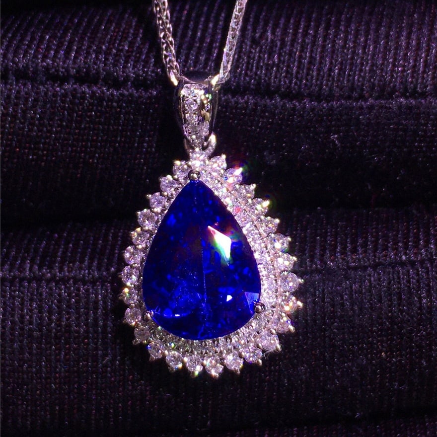 14k Gold 4.1 Ct Natural Tanzanite & Diamond Pendant( Without Chain ) - 5