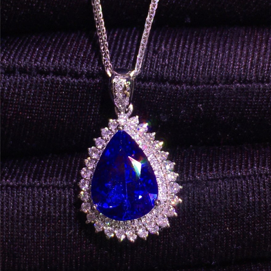 14k Gold 4.1 Ct Natural Tanzanite & Diamond Pendant( Without Chain ) - 6