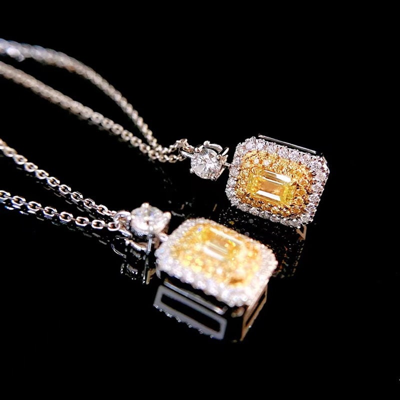 14k Gold 0.60 Ctw Natural Yellow Diamond & Color Diamond Pendant( Without Chain ) - 3