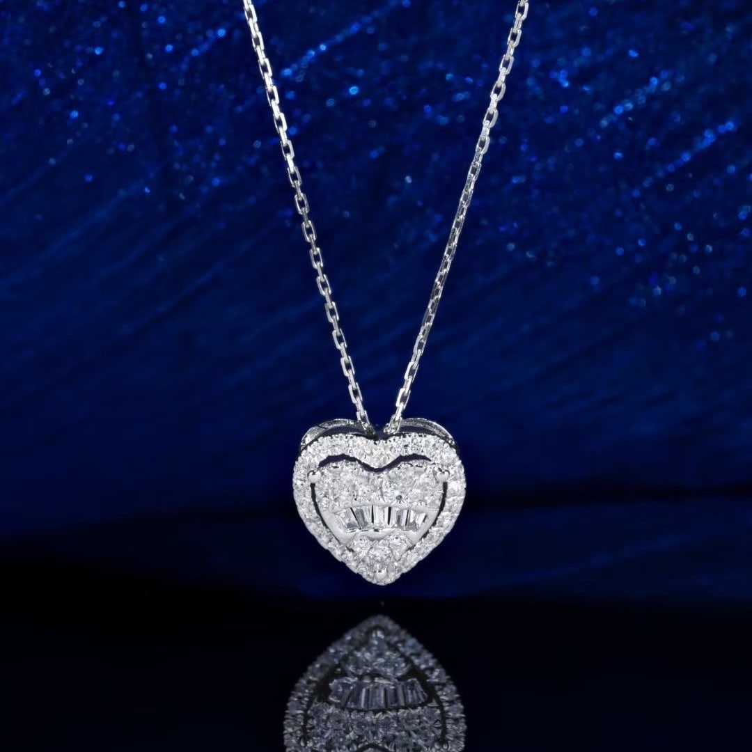 14k Gold 0.35 Ct Natural H Diamond Necklace - 2