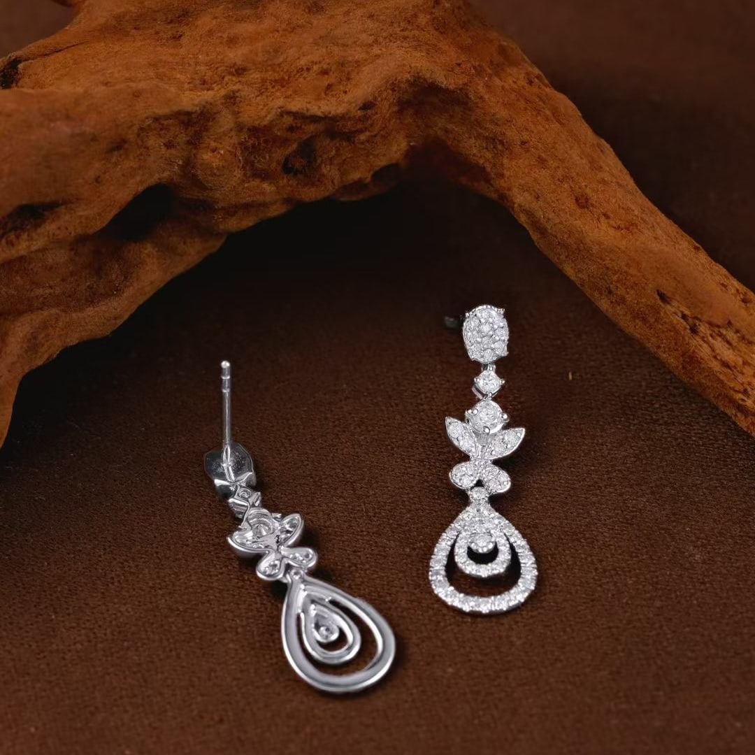 14k Gold 0.90 Ct Natural H Diamond Earrings - 3