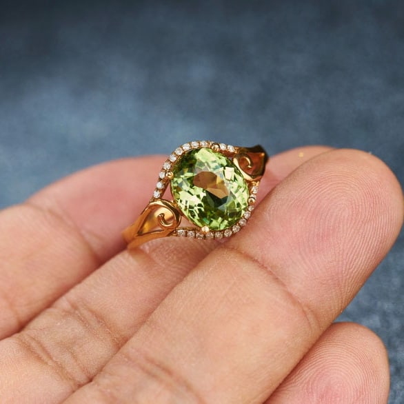 14k Gold 2.92 Ct Natural Tourmaline & Diamond Ring - 8