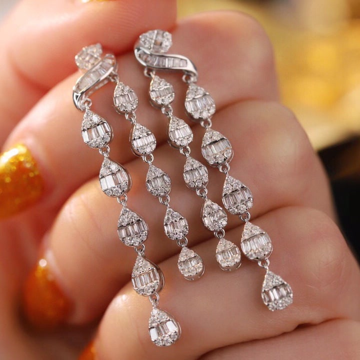 14k Gold 1.4 Ct Natural H Diamond Earrings - 4
