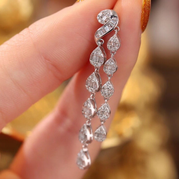 14k Gold 1.4 Ct Natural H Diamond Earrings - 5
