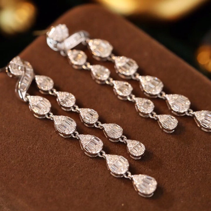 14k Gold 1.4 Ct Natural H Diamond Earrings - 7