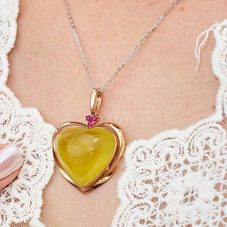 14k Gold 30.58 Ct Natural Prehnite & Ruby Pendant( Without Chain ) - 8