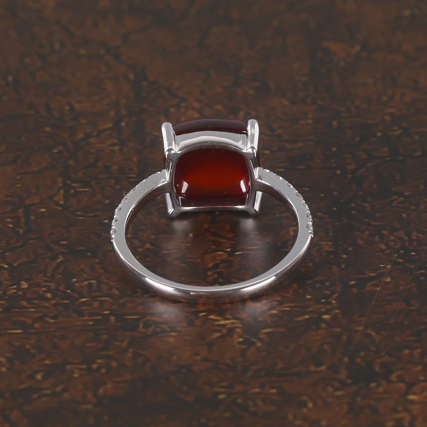 14k Gold 5 Ct Natural Garnet & Diamond Ring - 4