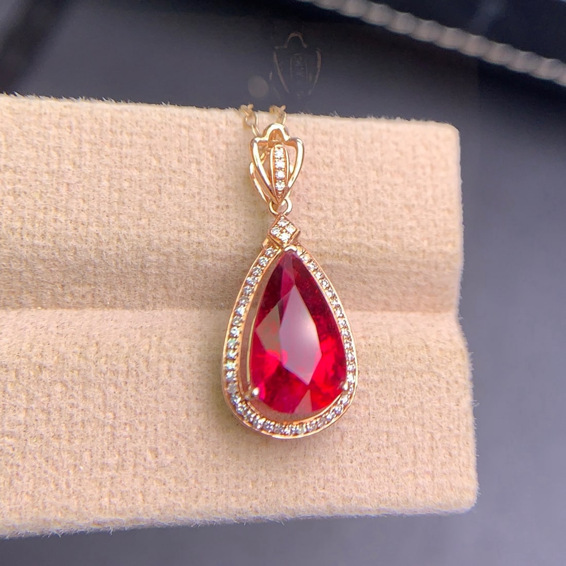 14k Gold 3.3 Ct Natural Tourmaline & Diamond Pendant( Without Chain ) - 4