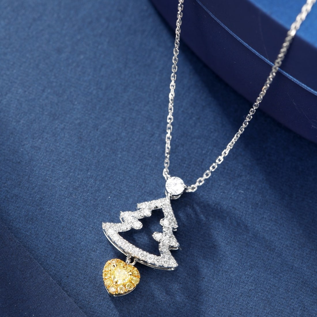 14k Gold 0.34 Ctw Natural Yellow Diamond & Diamond Necklace - 2