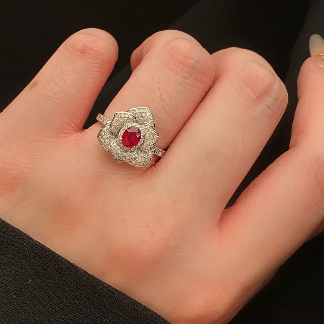 14k Gold 0.98 Ctw Natural Ruby & Diamond Ring - 5