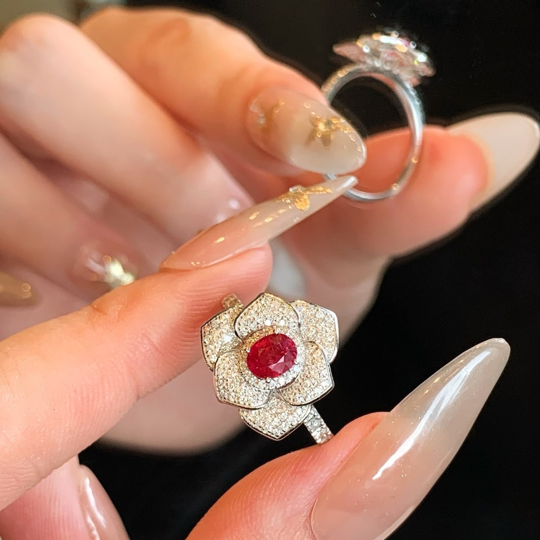 14k Gold 0.98 Ctw Natural Ruby & Diamond Ring - 7