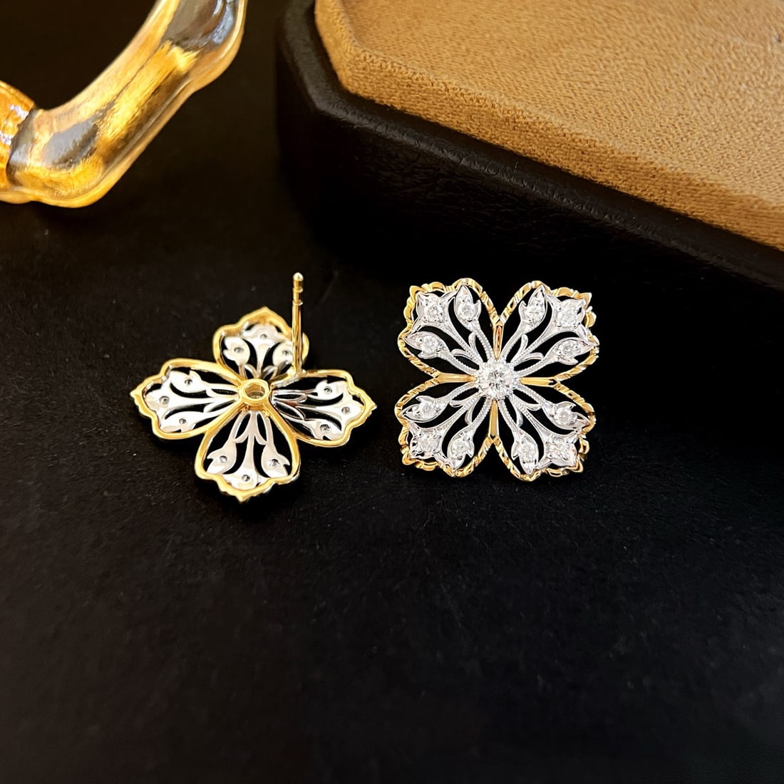 14k Gold 0.54 Ct Natural H Diamond Earrings - 3