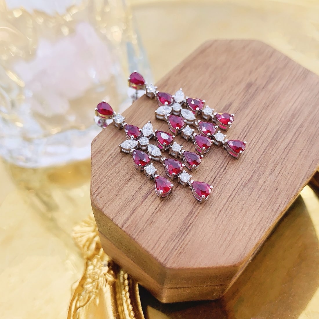14k Gold 3.38 Ctw Vivid Red Natural Ruby & Diamond Earrings - 4