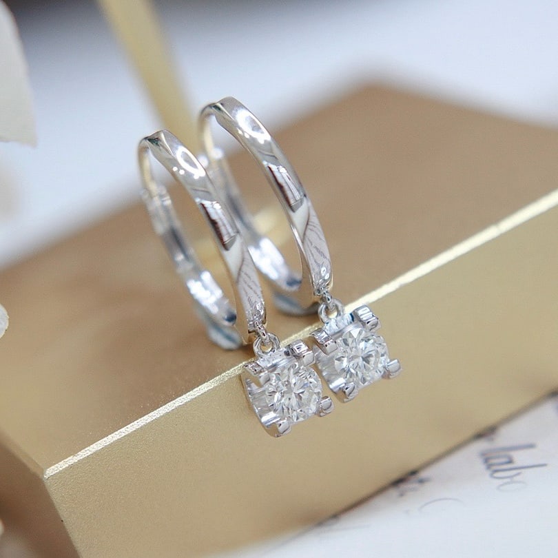14k Gold 0.38 Ct Natural H Diamond Earrings - 2