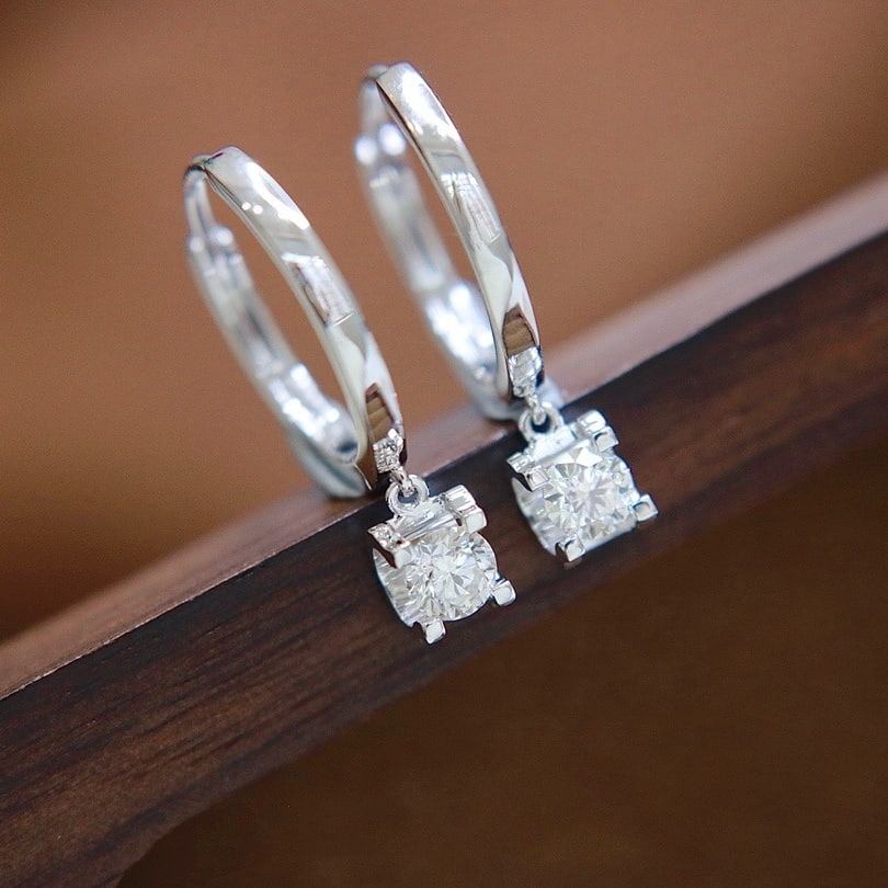 14k Gold 0.38 Ct Natural H Diamond Earrings - 3