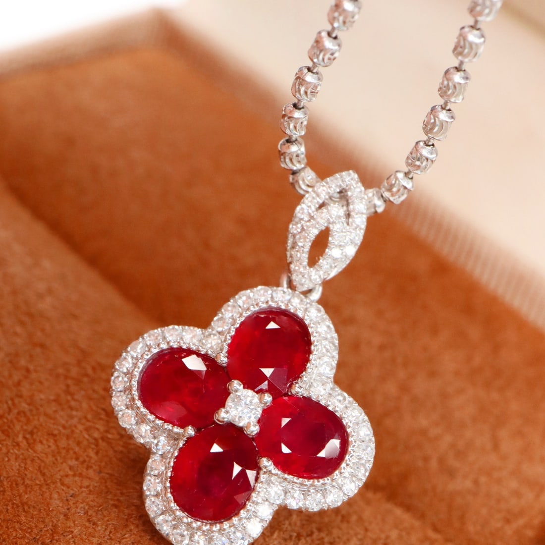 14k Gold 1.53 Ctw Natural Ruby & Diamond Pendant( Without Chain ) - 3