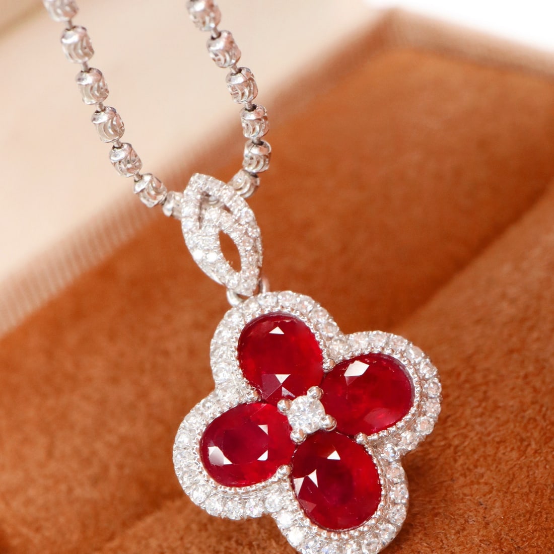 14k Gold 1.53 Ctw Natural Ruby & Diamond Pendant( Without Chain ) - 6