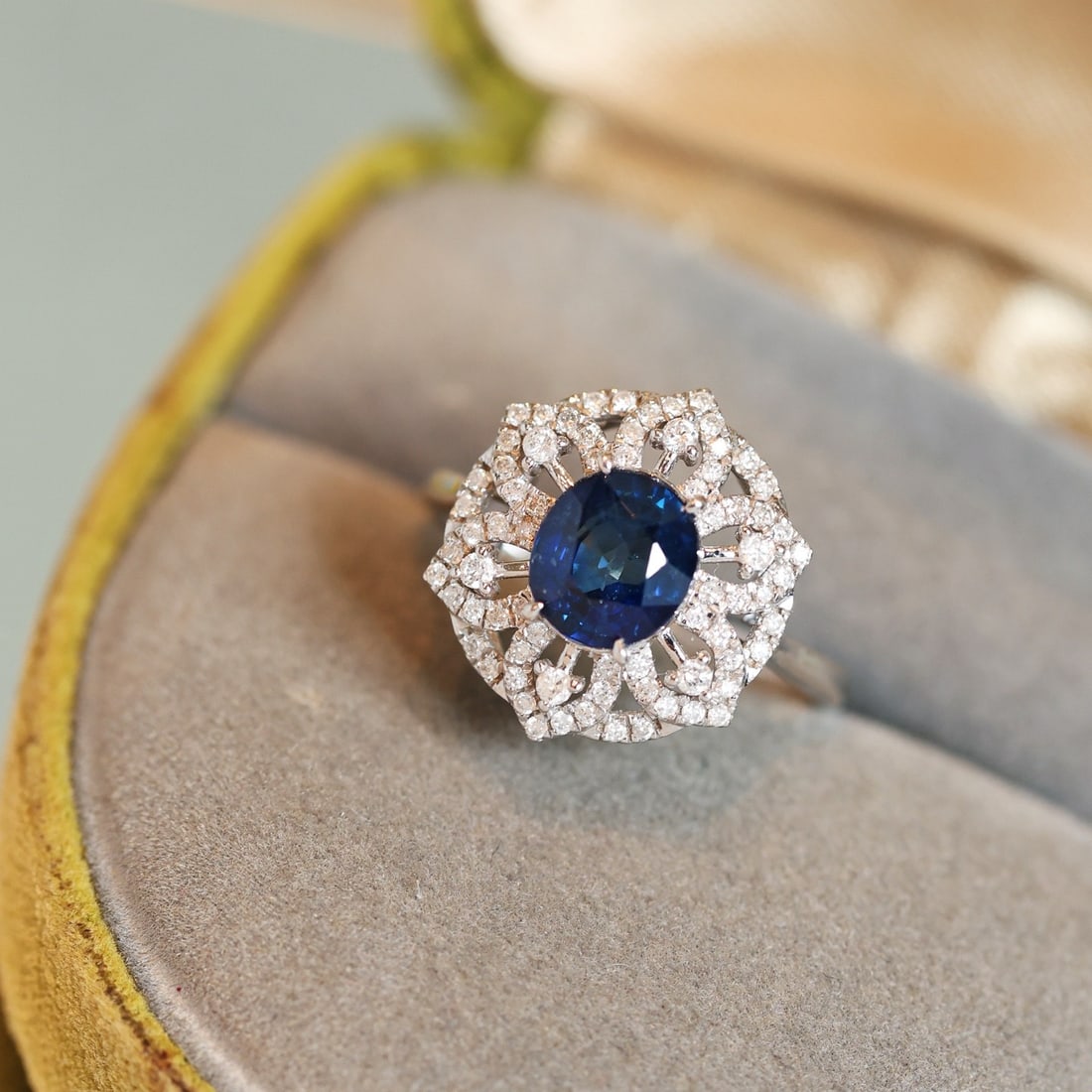 14k Gold 2.47 Ctw Natural Sapphire & Diamond Ring - 2