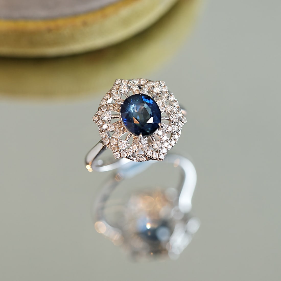 14k Gold 2.47 Ctw Natural Sapphire & Diamond Ring - 4