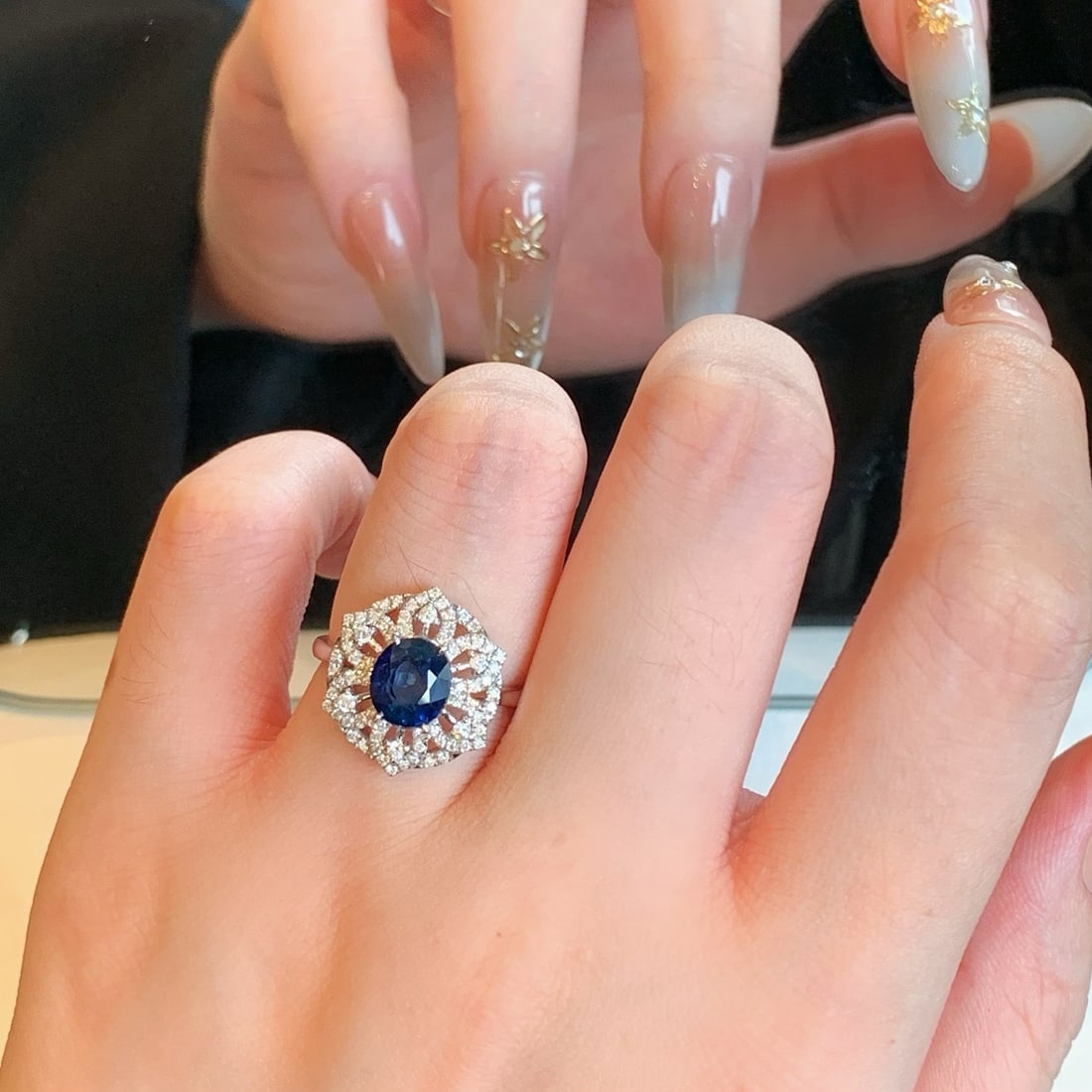 14k Gold 2.47 Ctw Natural Sapphire & Diamond Ring - 5