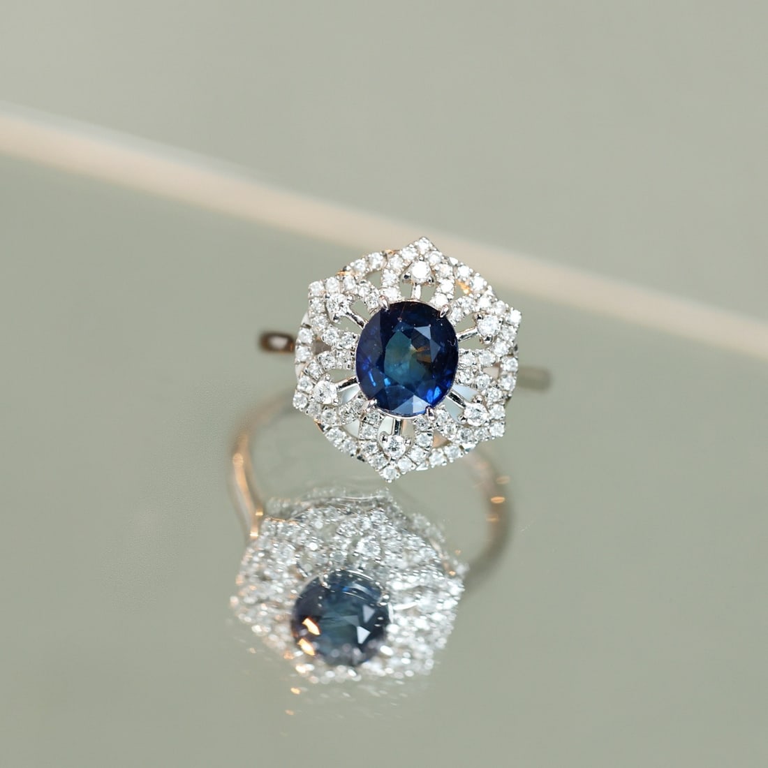 14k Gold 2.47 Ctw Natural Sapphire & Diamond Ring - 6