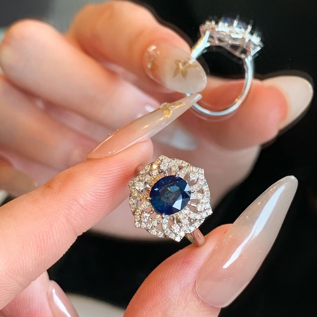 14k Gold 2.47 Ctw Natural Sapphire & Diamond Ring - 7