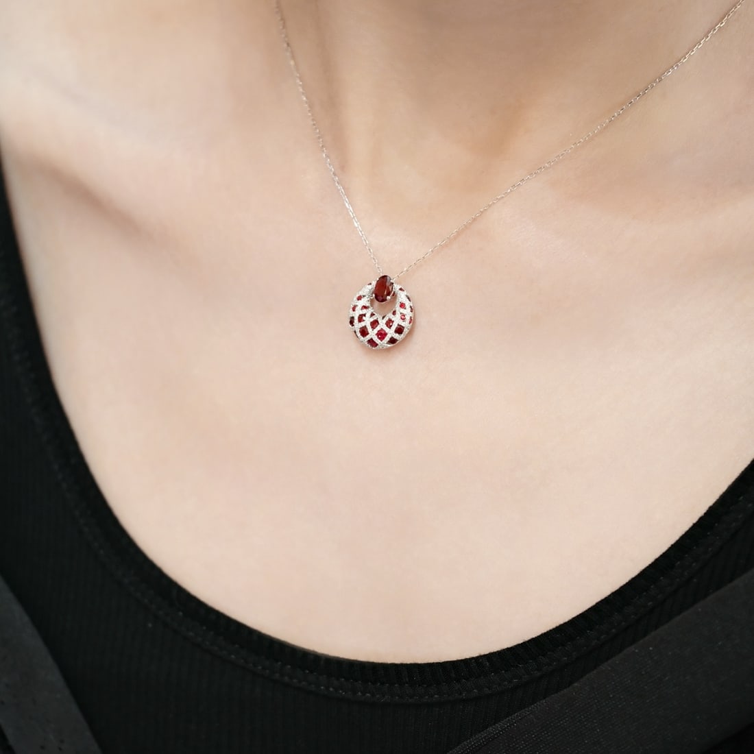 14k Gold 2.00 Ctw Natural Ruby & Diamond Necklace - 2
