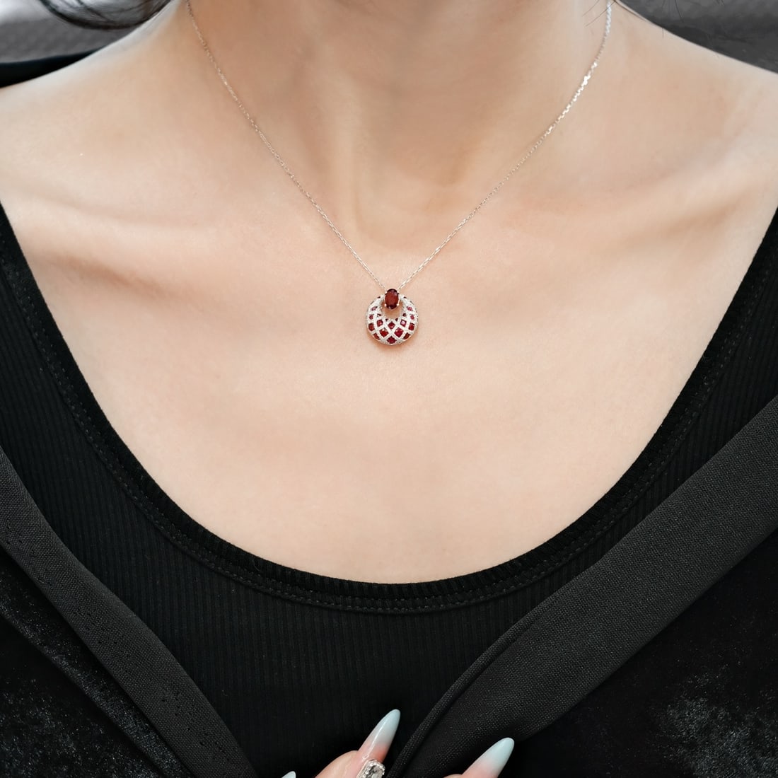 14k Gold 2.00 Ctw Natural Ruby & Diamond Necklace - 3