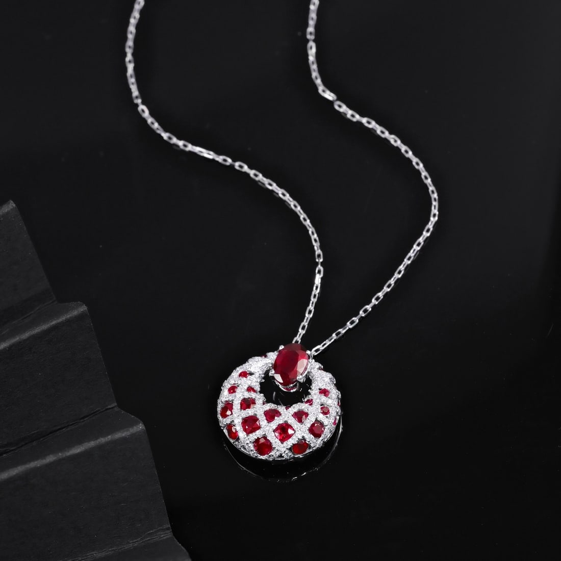 14k Gold 2.00 Ctw Natural Ruby & Diamond Necklace - 5
