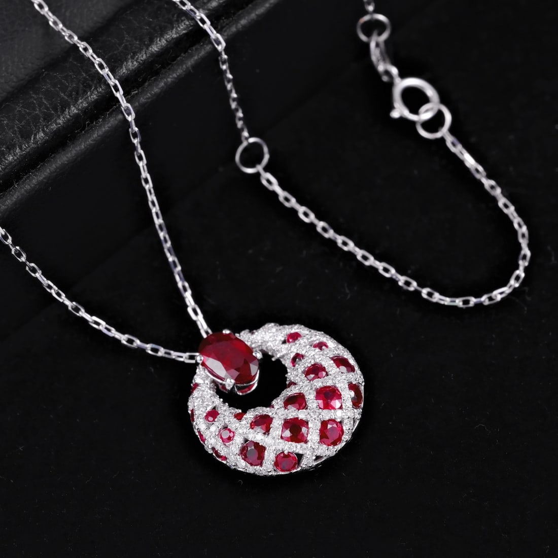 14k Gold 2.00 Ctw Natural Ruby & Diamond Necklace - 6