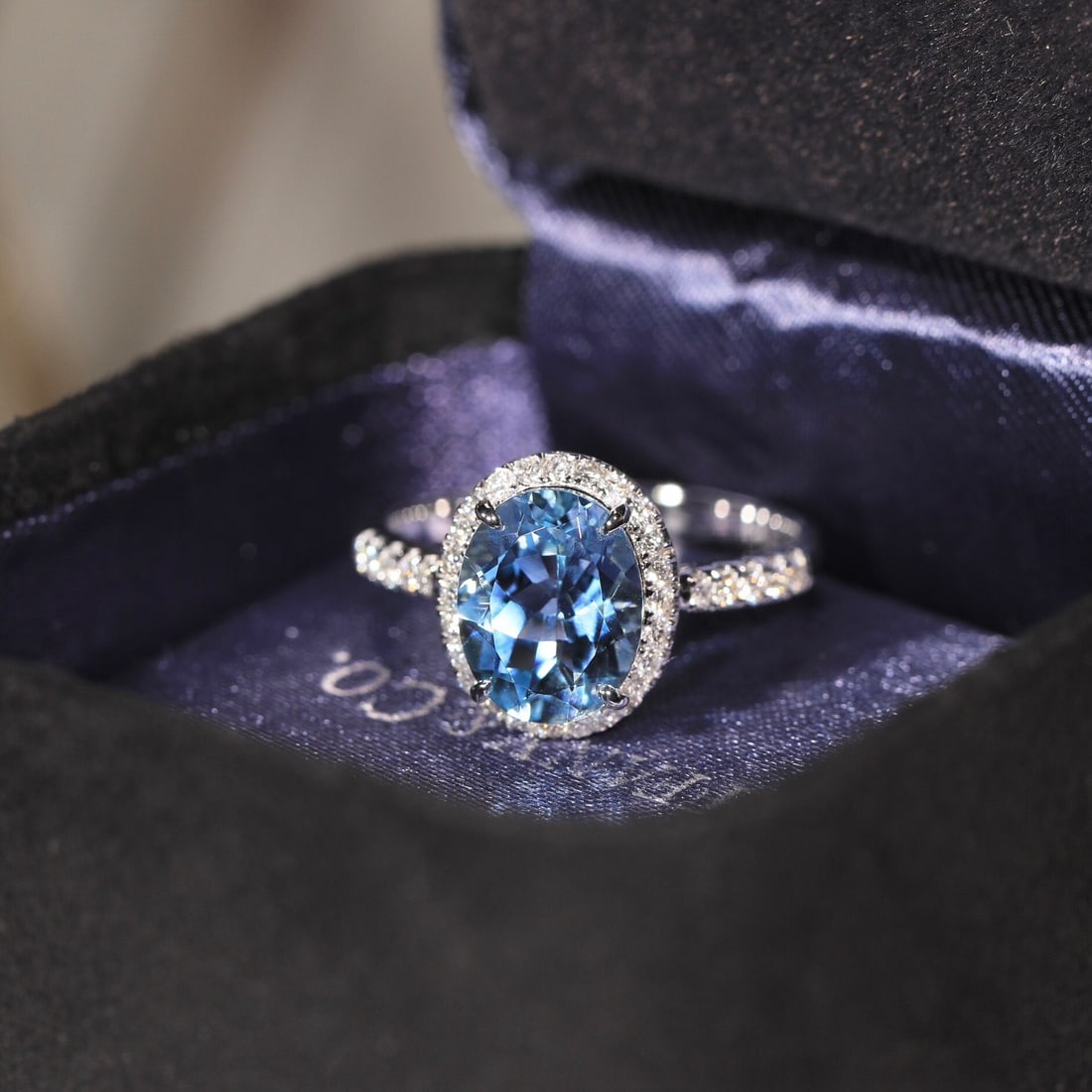 14k Gold 2.00 Ct Natural Aquamarine & Diamond Ring - 7