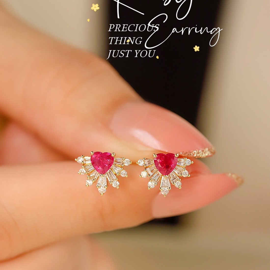 14k Gold 1.07 Ctw Natural Ruby & Diamond Earrings - 4