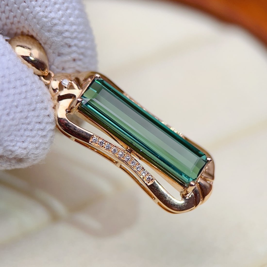 14k Gold 3.61 Ctw Natural Tourmaline & Diamond Pendant( Without Chain ) - 5