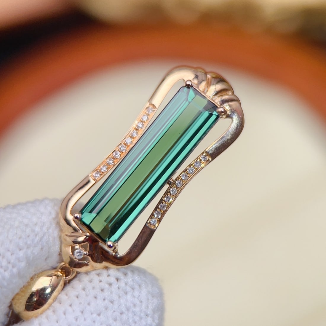 14k Gold 3.61 Ctw Natural Tourmaline & Diamond Pendant( Without Chain ) - 6