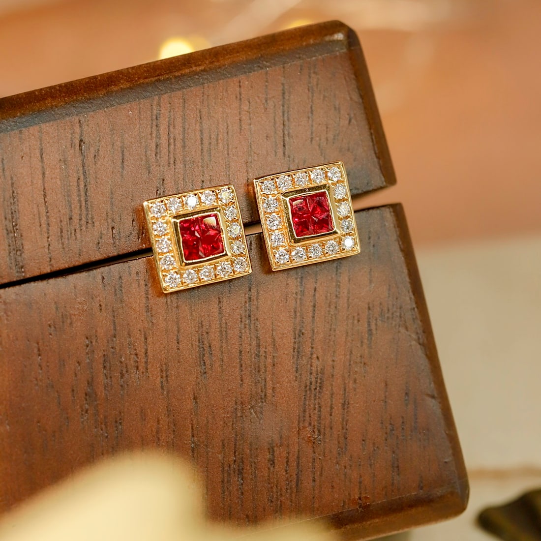 14k Gold 0.67 Ctw Natural Ruby & Diamond Earrings - 3