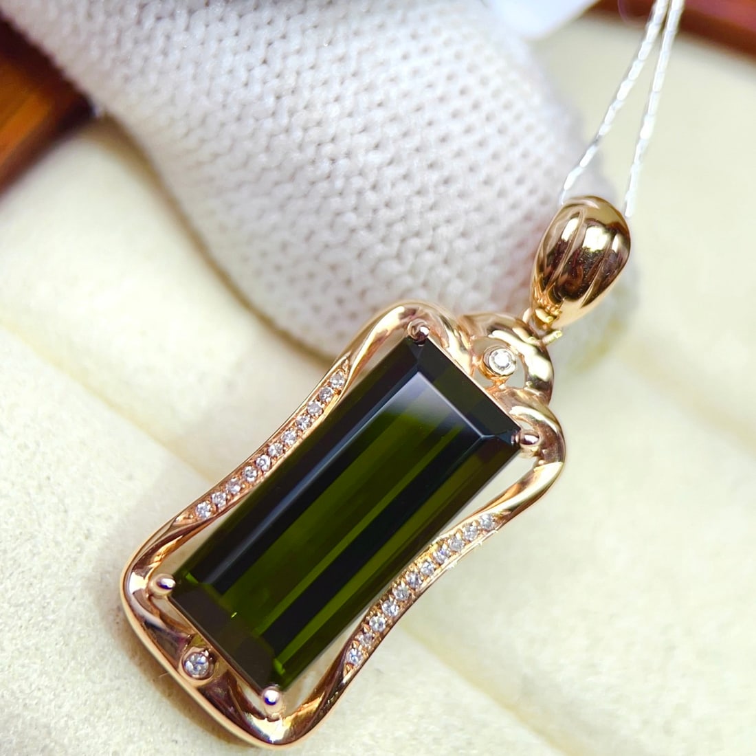 14k Gold 7.82 Ctw Natural Tourmaline & Diamond Pendant( Without Chain ) - 6