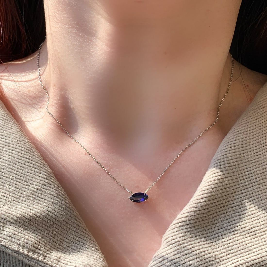 14k Gold 1.06 Ct Natural Sapphire Necklace - 2