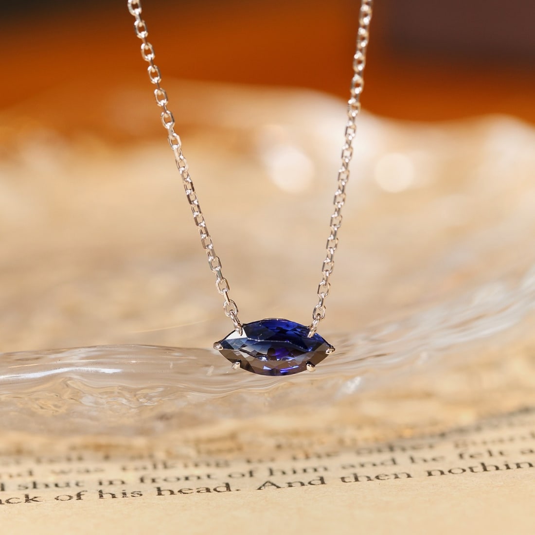 14k Gold 1.06 Ct Natural Sapphire Necklace - 3