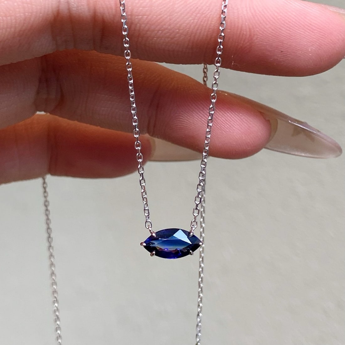 14k Gold 1.06 Ct Natural Sapphire Necklace - 4