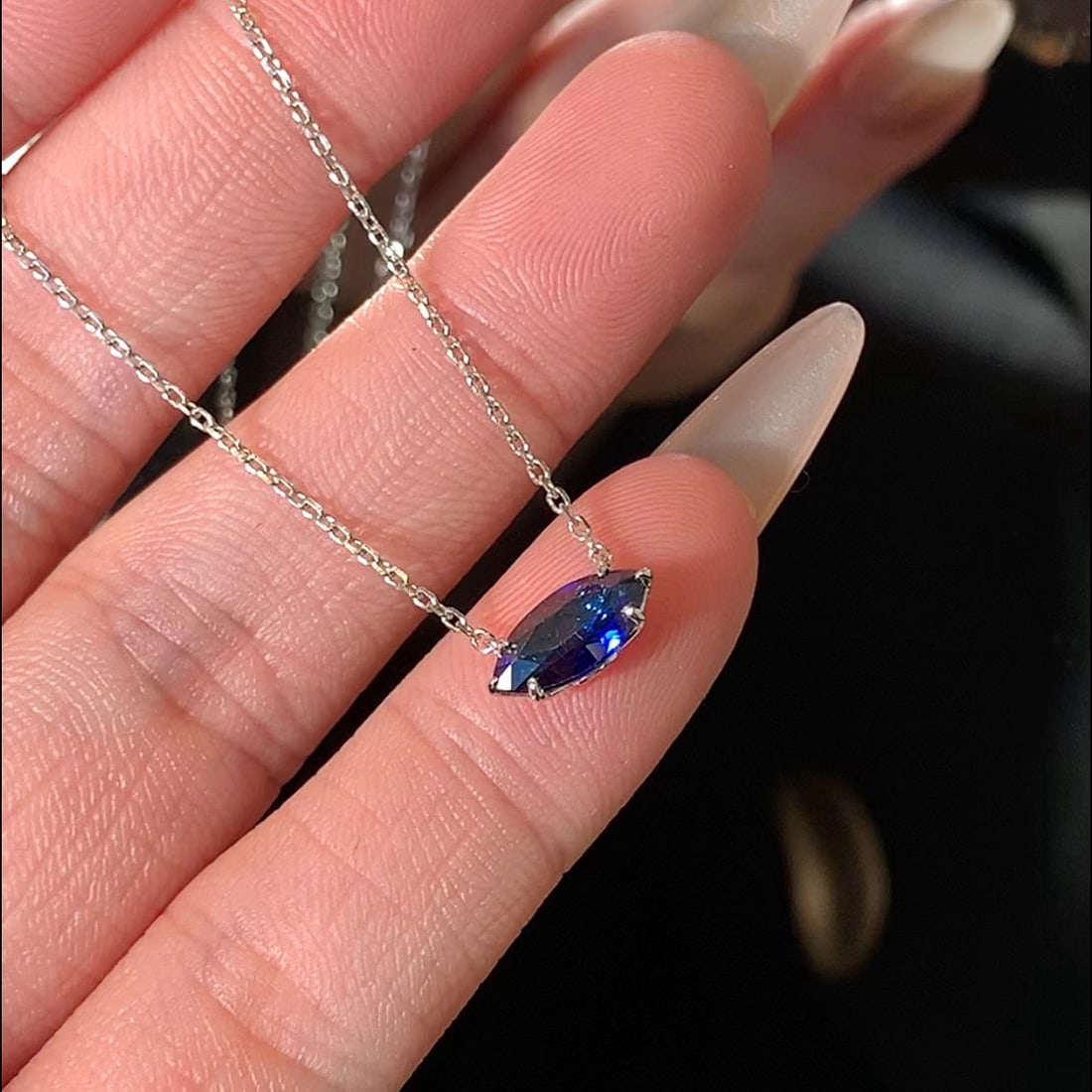 14k Gold 1.06 Ct Natural Sapphire Necklace - 5