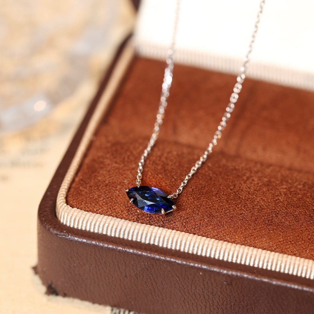 14k Gold 1.06 Ct Natural Sapphire Necklace - 7