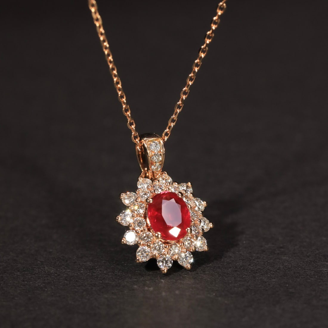 14k Gold 0.61 Ct Natural Ruby & Diamond Necklace - 3