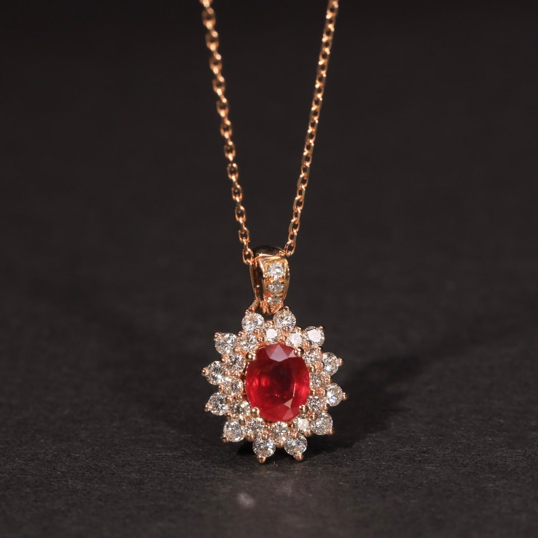 14k Gold 0.61 Ct Natural Ruby & Diamond Necklace - 4