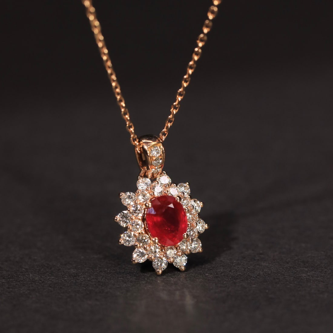14k Gold 0.61 Ct Natural Ruby & Diamond Necklace - 5