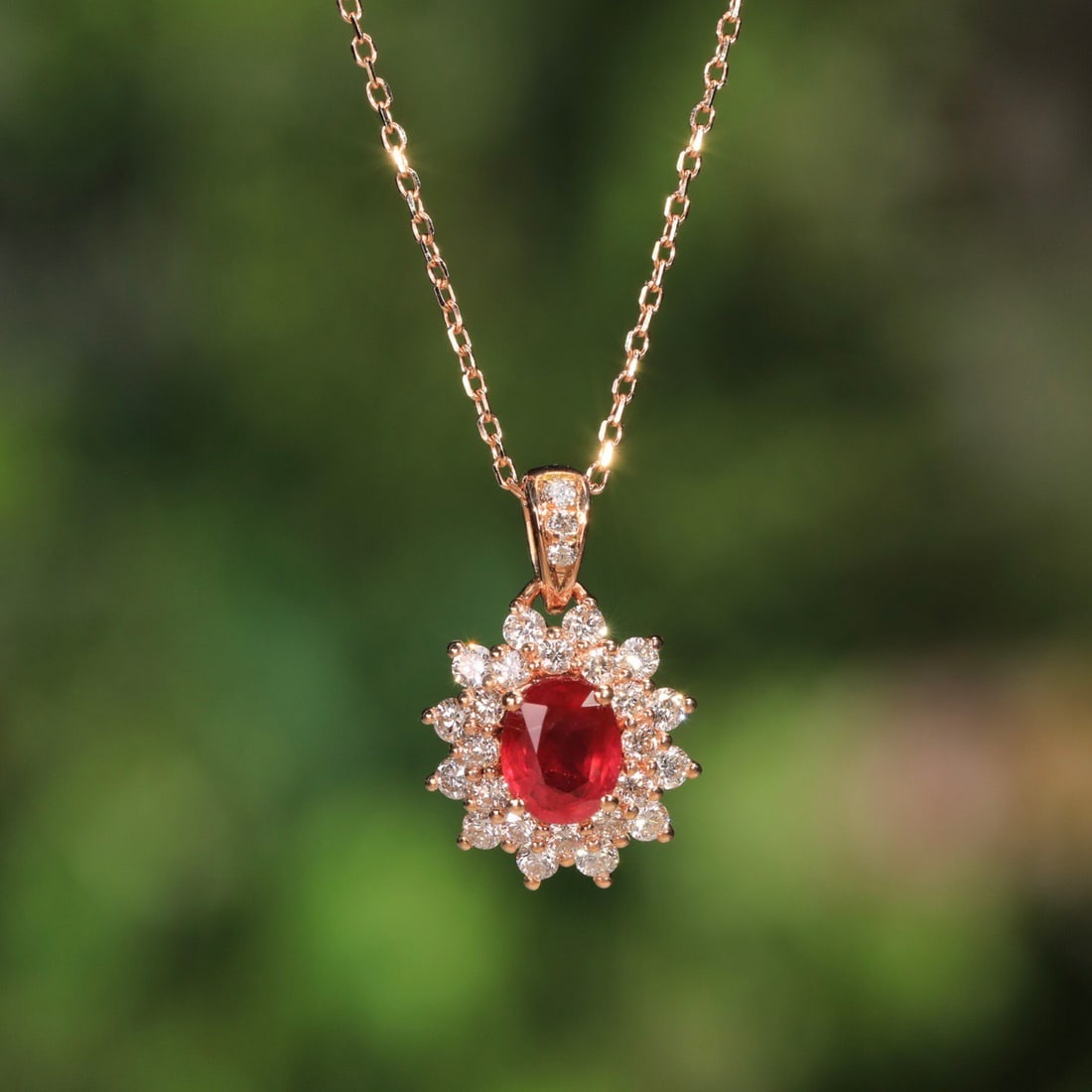 14k Gold 0.61 Ct Natural Ruby & Diamond Necklace - 6
