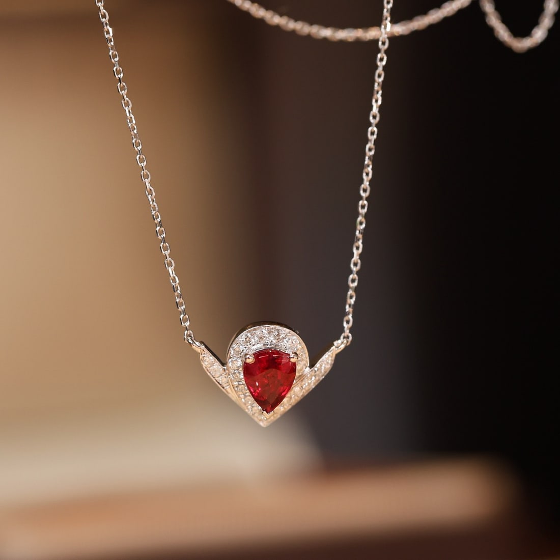 14k Gold 0.72 Ctw Natural Ruby & Diamond Necklace - 2